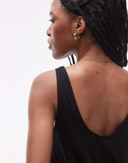Topshop slouchy scoop neck vest in black, 3 of 4