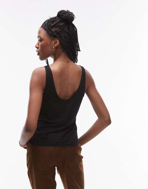 Topshop slouchy scoop neck vest in black, 4 of 4