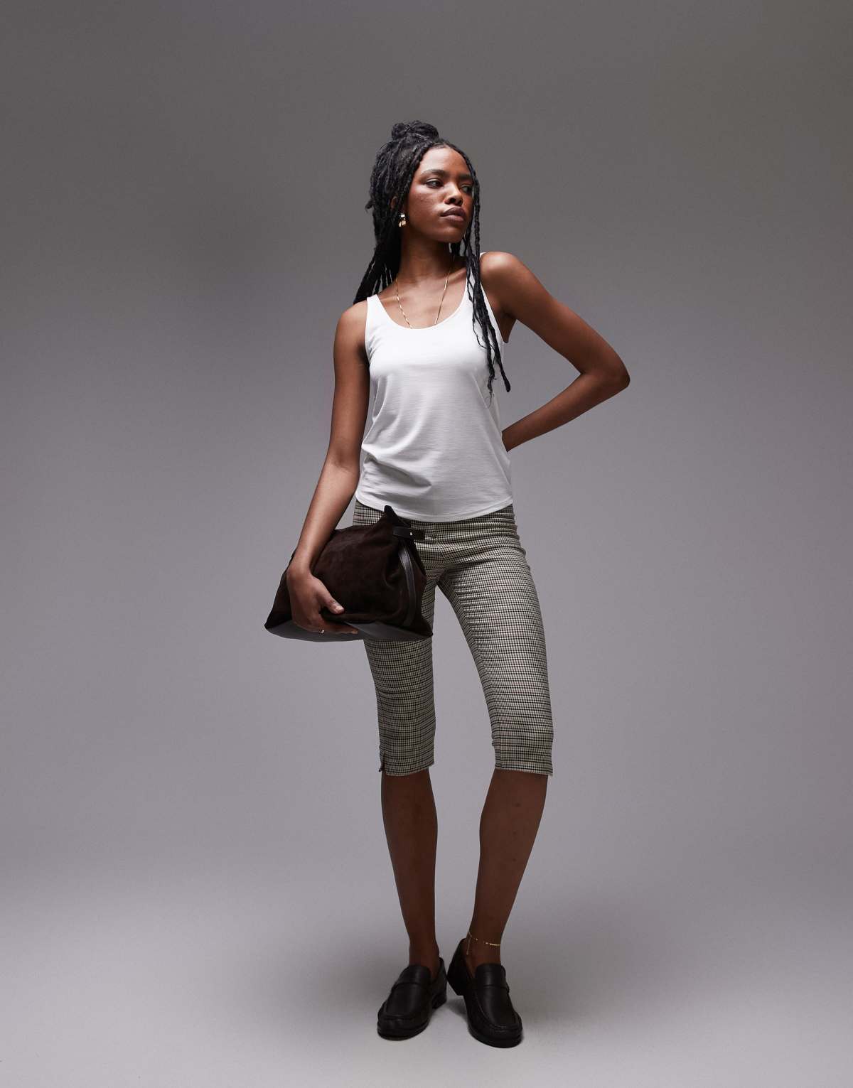 Topshop slouchy scoop neck vest in white
