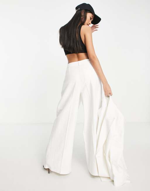 Topshop white wide leg trousers hotsell