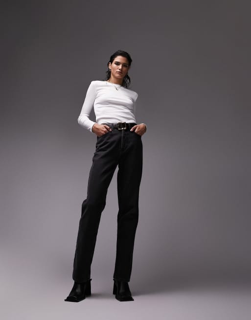 Topshop - Smalle top met lange mouwen in wit, 2 van 4