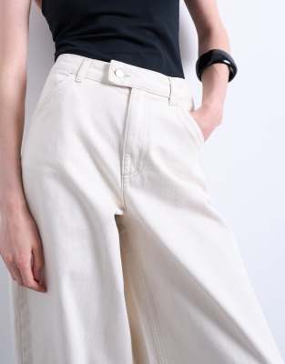 Topshop Smart Barrel Leg Pants In Neutral