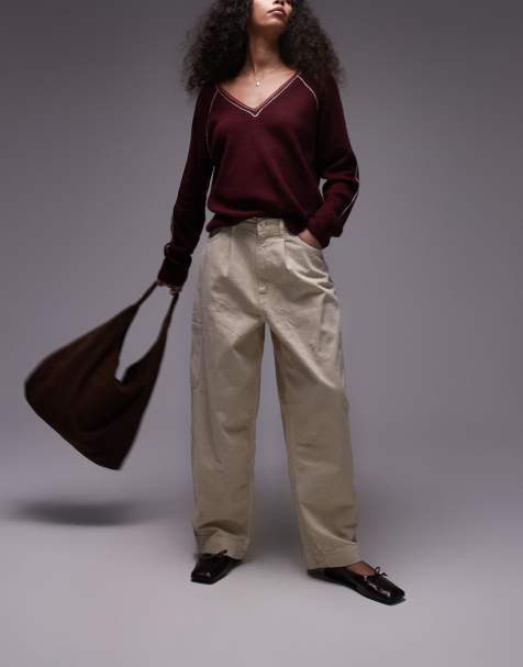 Topshop smart cargo pants in beige - view 1