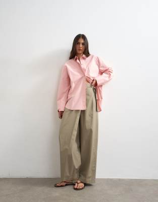 Topshop Smart Casual Techy Wrap Buckle Detail Pants In Green