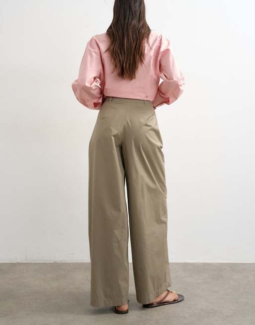 Topshop smart casual techy wrap buckle detail trouser in mushroom, 4 of 5