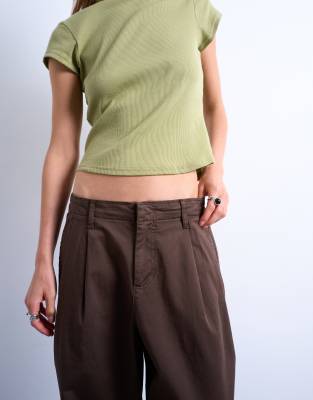 Topshop Smart Hybrid Casual Pants In Brown