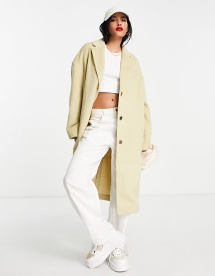 Shop Topshop Smart Long Coat In Light Green