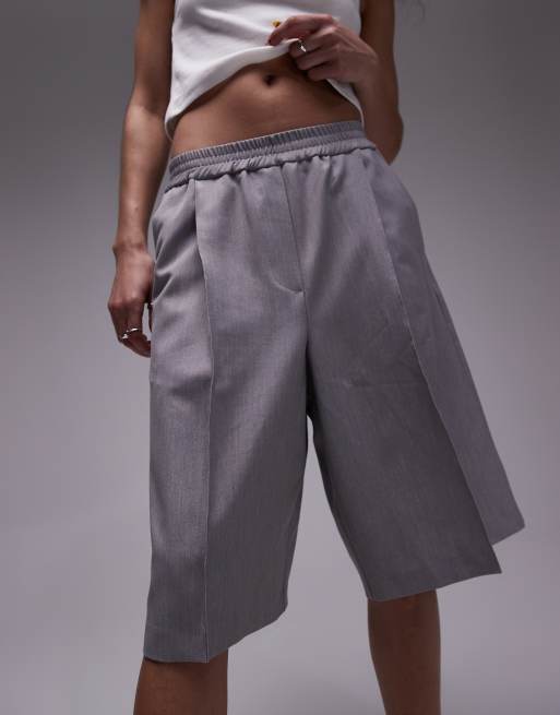 Topshop smart longline tailored jogger shorts in grey ASOS