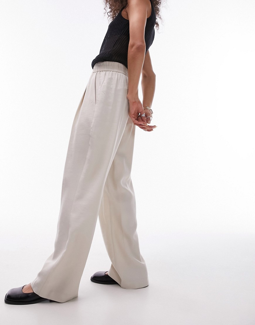 Topshop Smart Sweatpants In Ecru-white