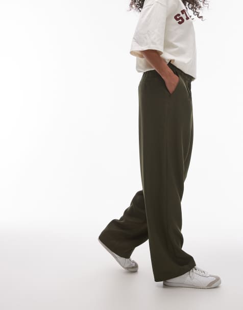 Topshop smart trackies in khaki - view 1
