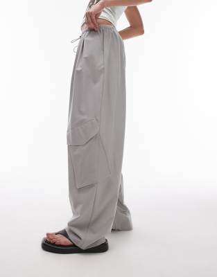 Topshop smart utility toggle cargo style pants in gray