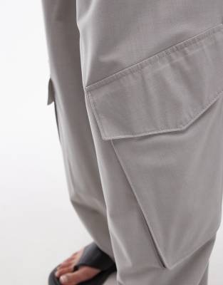 Topshop smart utility toggle cargo style pants in gray