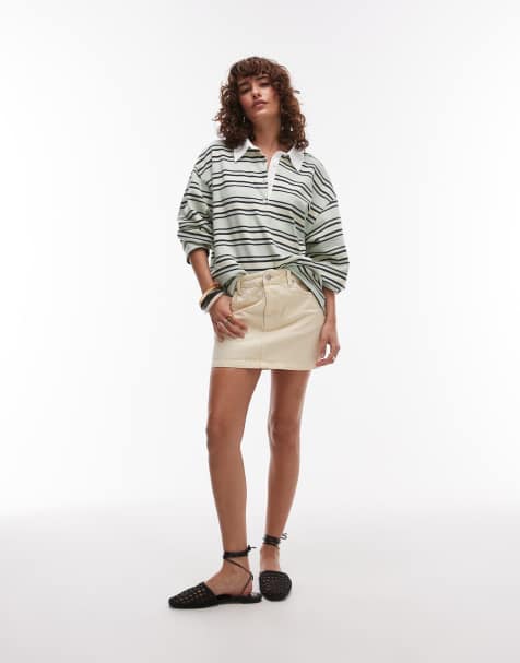 Topshop denim mini pelmet skirt in buttermilk yellow