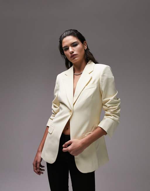 Topshop - Smørfarvet tætsiddende enkeltradet blazer, 4 af 4