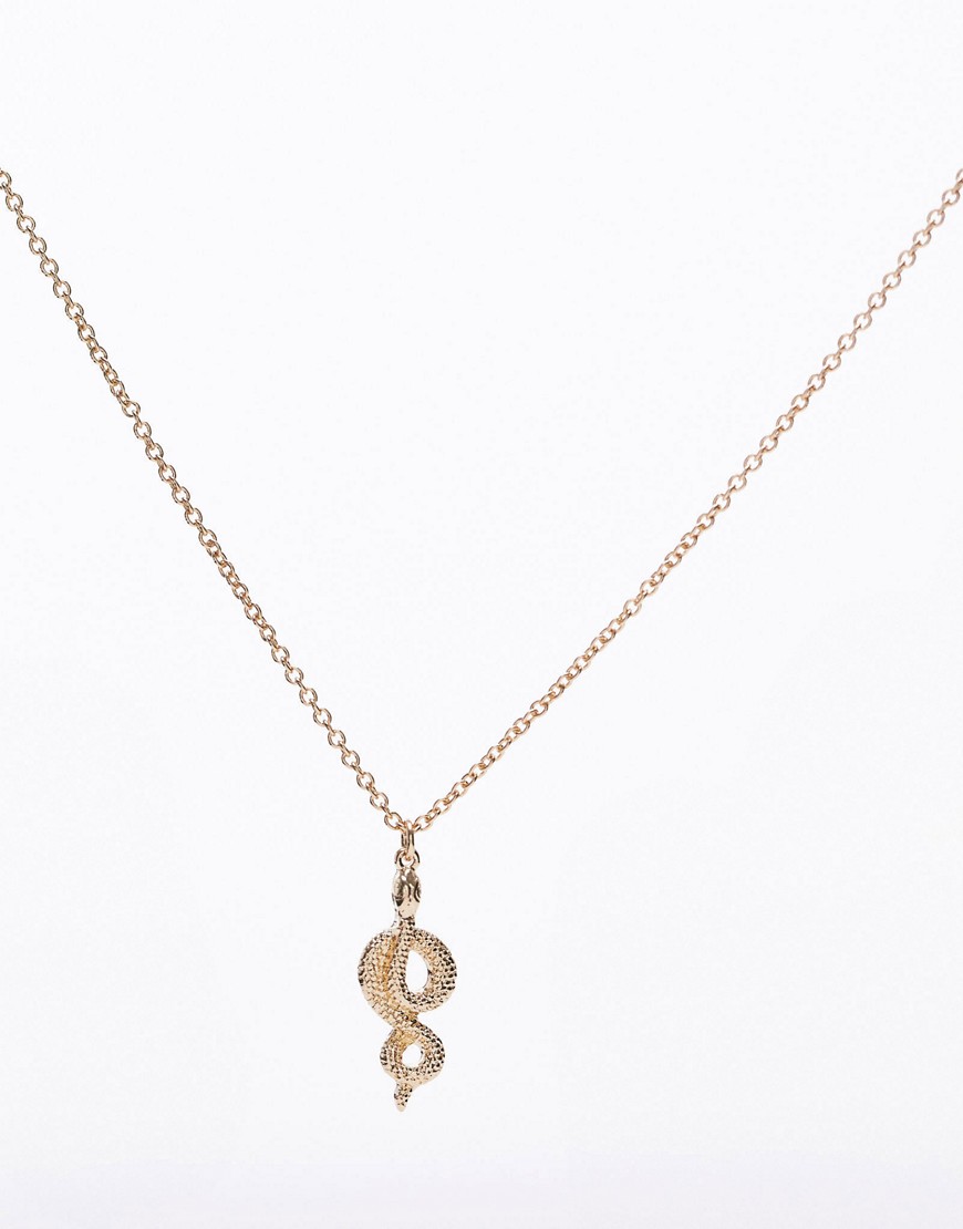Topshop snake pendant necklace in gold