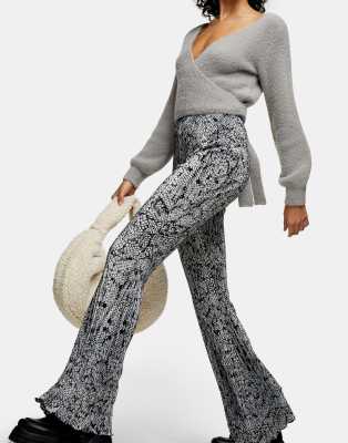 snake print flared trousers