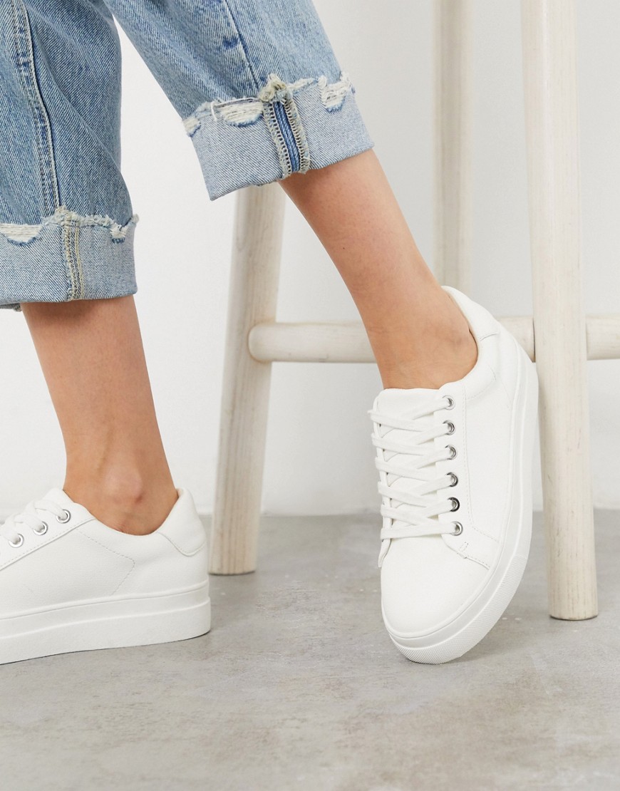 Topshop - Sneakers bianche stringate-Bianco