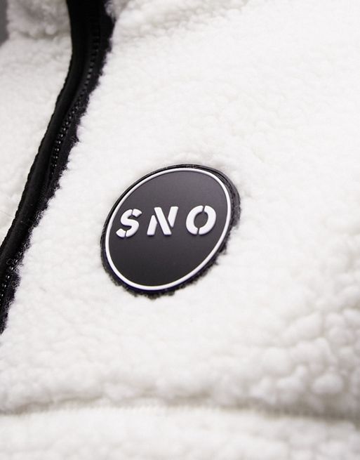 TOPSHOP Sno Cow Print Zip Through Borg Fleece Jacket in White