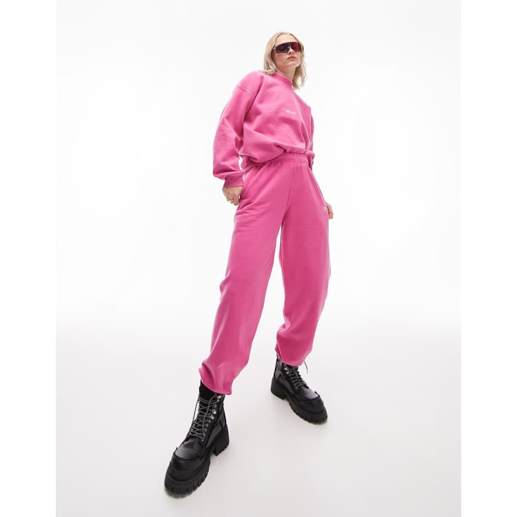 Topshop Sno co ord embroidered logo vintage wash jogger in pink ClassicfuncenterShops