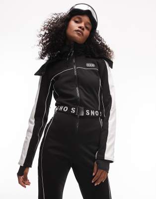 Topshop Sno ski suit with skinny flare in black - ASOS Price Checker