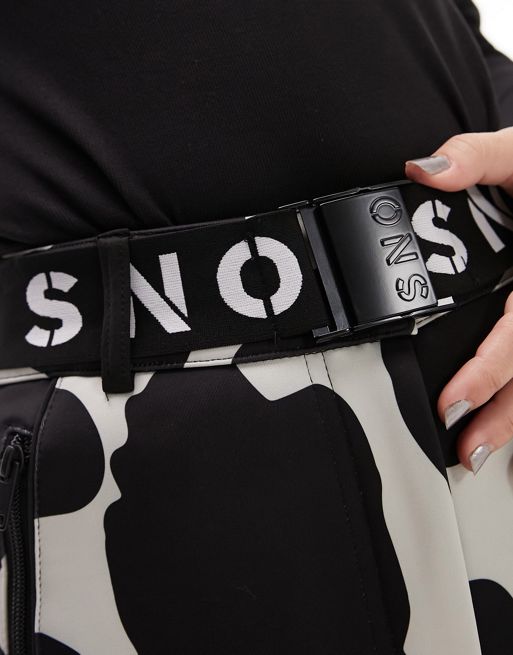 Topshop Sno ski coat with belt and fur trim hood in zebra print