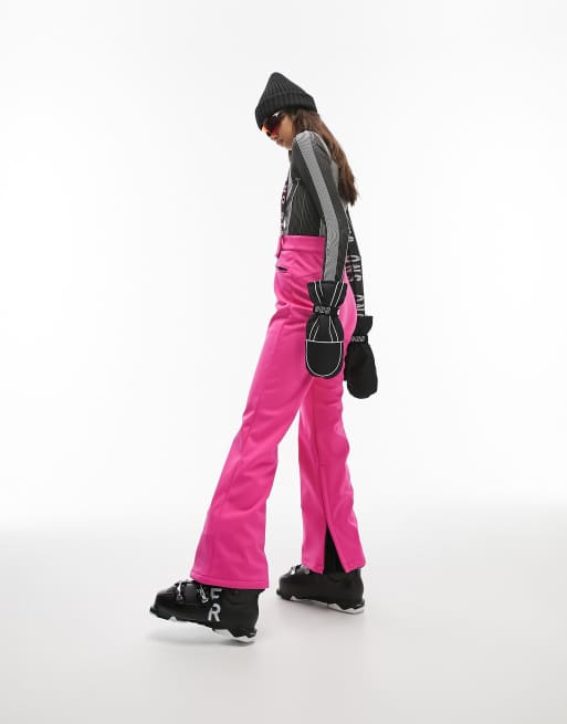 Topshop Sno flared ski pants with braces in pink