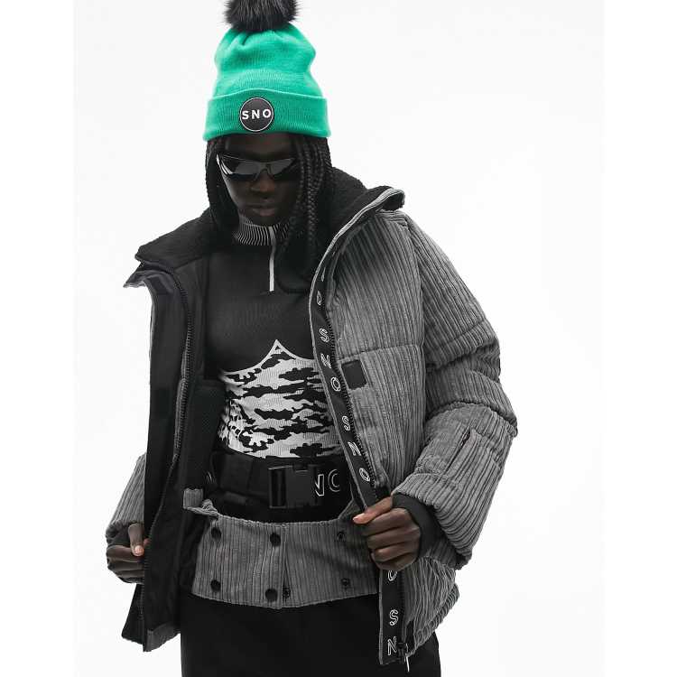 Cra wallonieShops Hoodie mit Kompass Patch Grun Topshop Sno funnel neck puffer ski jacket in gray cord