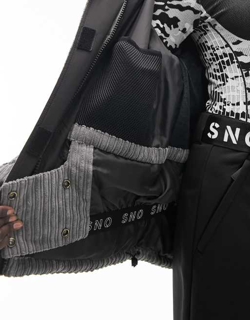 Topshop - Giacca di jeans oversize nero slavato con pile borg