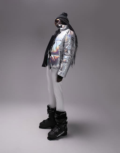 Topshop - Sno - Giacca da sci imbottita con collo a imbuto color argento metallizzato, 5 di 5
