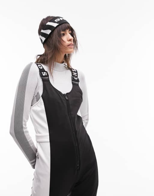 Topshop Sno high rise ski salopettes in monochrome