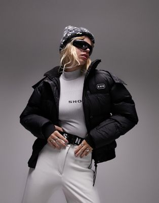 Shop Topshop Sno Hooded Ski Puffer Jacket In Black