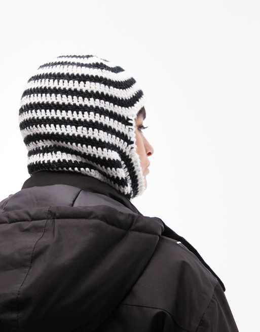 Topshop Sno knitted stripe balaclava in mono, 4 of 7