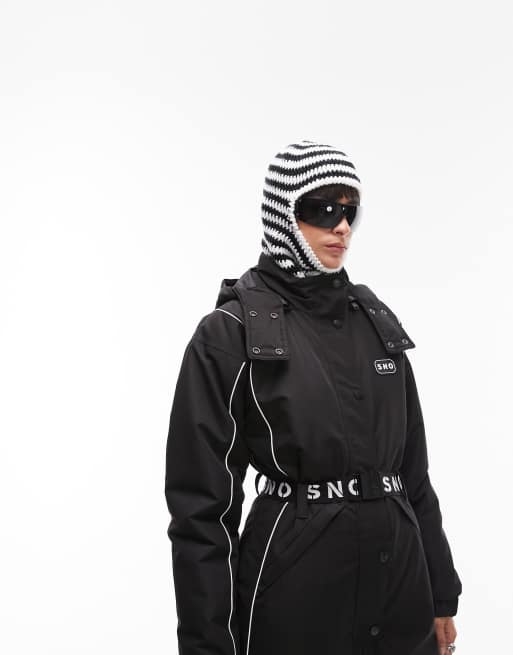Topshop Sno knitted stripe balaclava in mono, 5 of 7