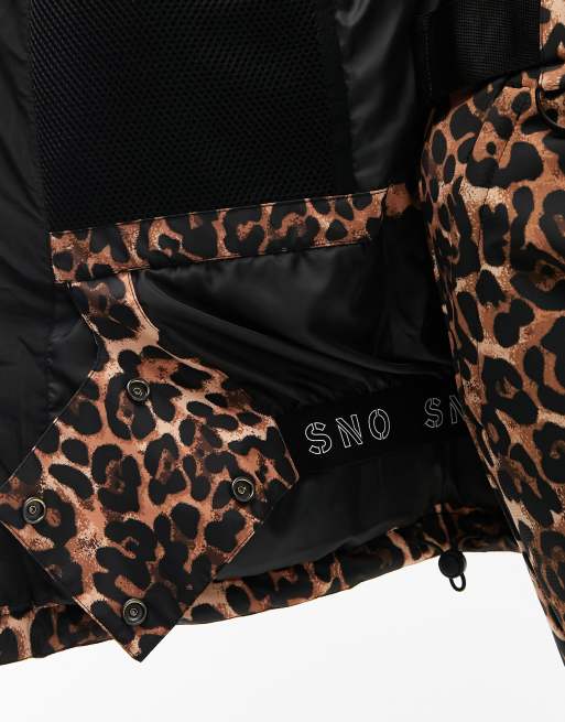 Topshop – Sno – Leopardmönstrad skidjacka i pufferstil med ståkrage, 4 av 5