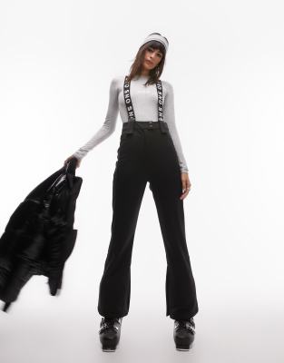 Topshop Sno flared ski trouser with braces in black  - ASOS Price Checker