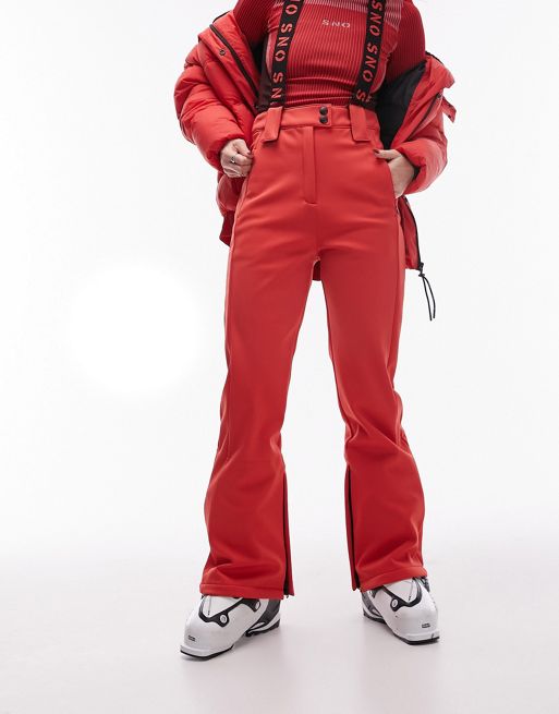 Topshop - Sno - Pantalon de ski évasé avec bretelles et imprimé zébrures