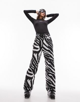 Topshop Sno straight leg ski trouser in zebra print - ASOS Price Checker