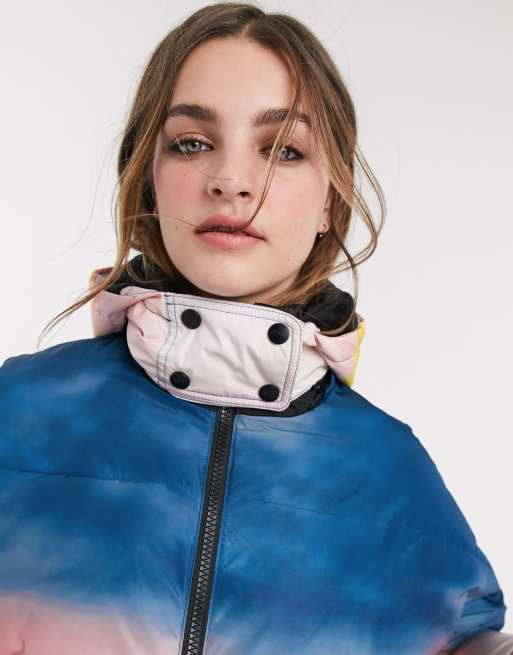 Topshop SNO printed ski jacket in multi