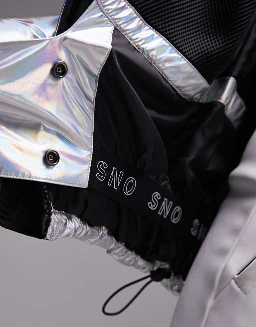 Topshop – Sno – Silvermetallisk skidjacka i pufferstil med ståkrage, 4 av 5