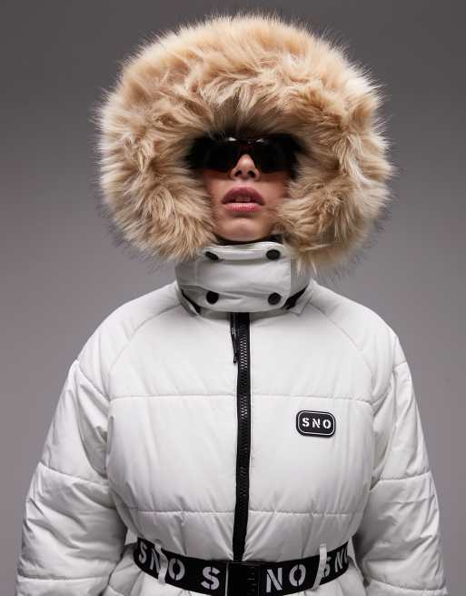 Topshop **White and Black Colour Block Ski Jacket by Topshop SNO, Topshop  white