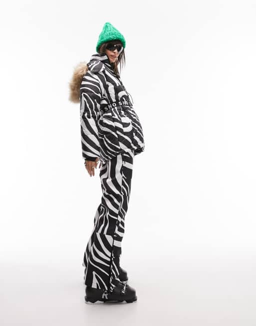 Topshop zebra store ski suit