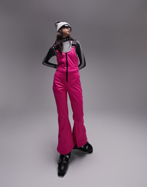 Topshop Sno ski high rise salopettes in pink