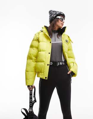 Shop Topshop Sno Ski Hooded Puffer Jacket In Chartreuse-multi