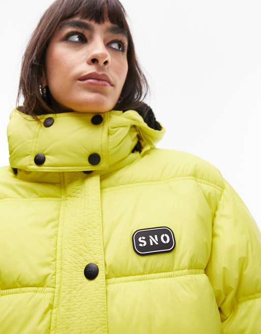 TOPSHOP Sno Water Resistant Puffer Ski Jacket in Green