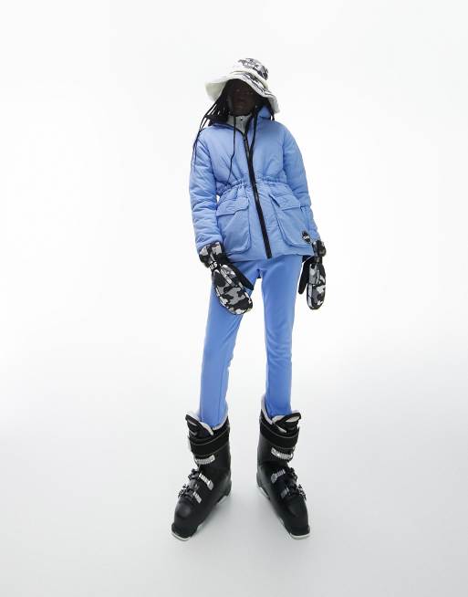 Topshop Sno ski parka coat with fur hood in blue