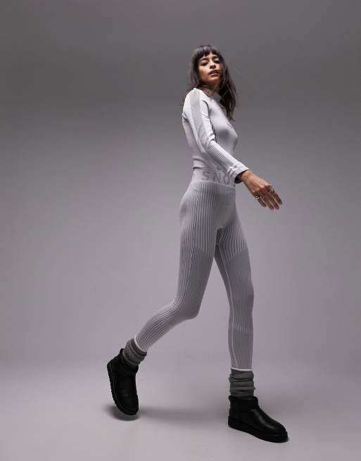 Topshop Sno ski seamless base layer ribbed legging in gray - part of a set