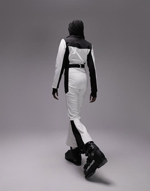 Topshop Sno High Rise Ski Salopettes In Monochrome-white