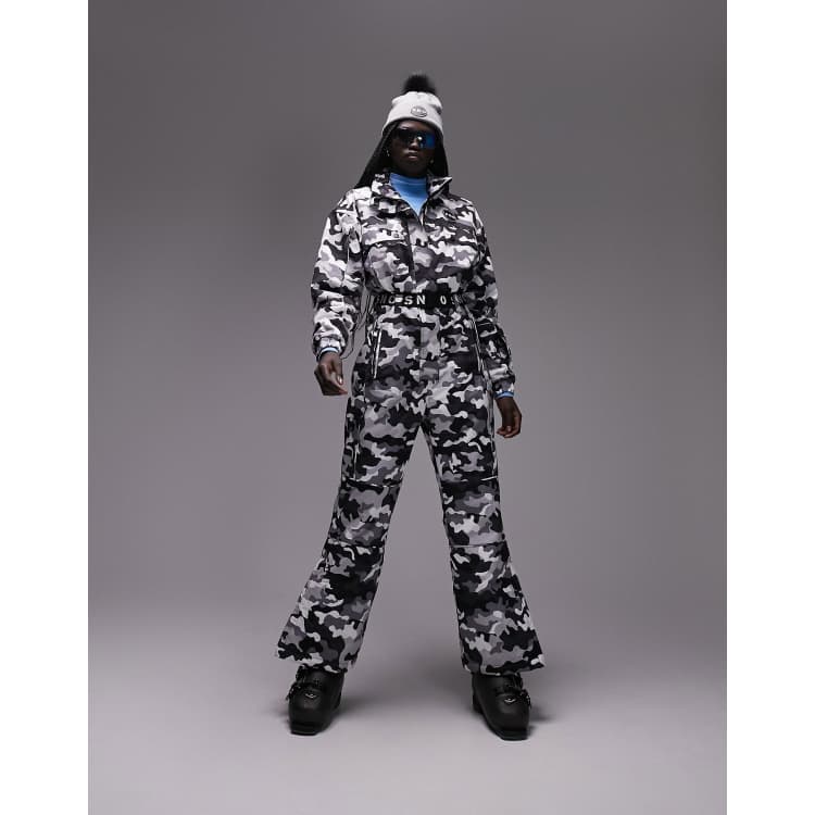 LADIES TOPSHOP SNO Ski Jacket White and Silver Camouflage Size 10