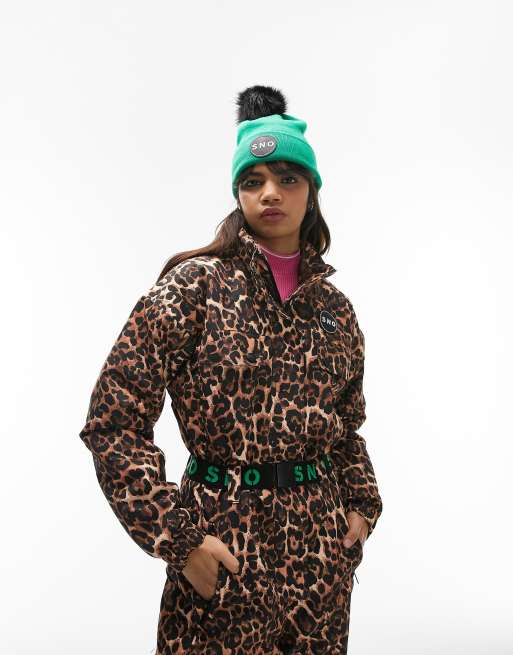 Topshop Animal Print Ski Suit Size UK 6 8 10 14 ALL IN ONE SNOW