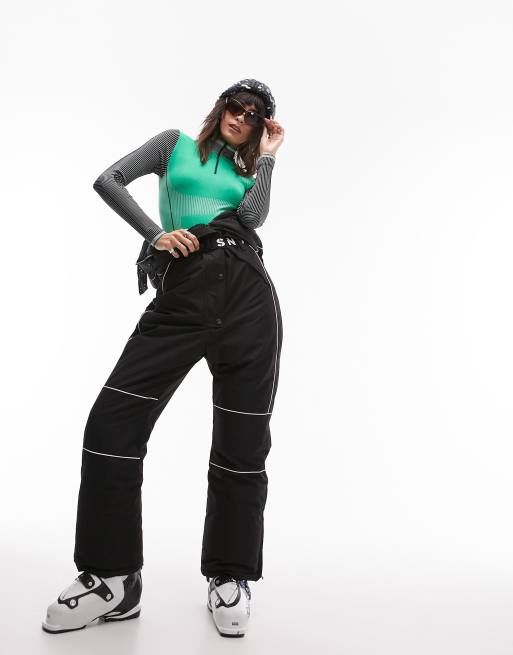 Topshop Sno ski suit with hood and belt in black